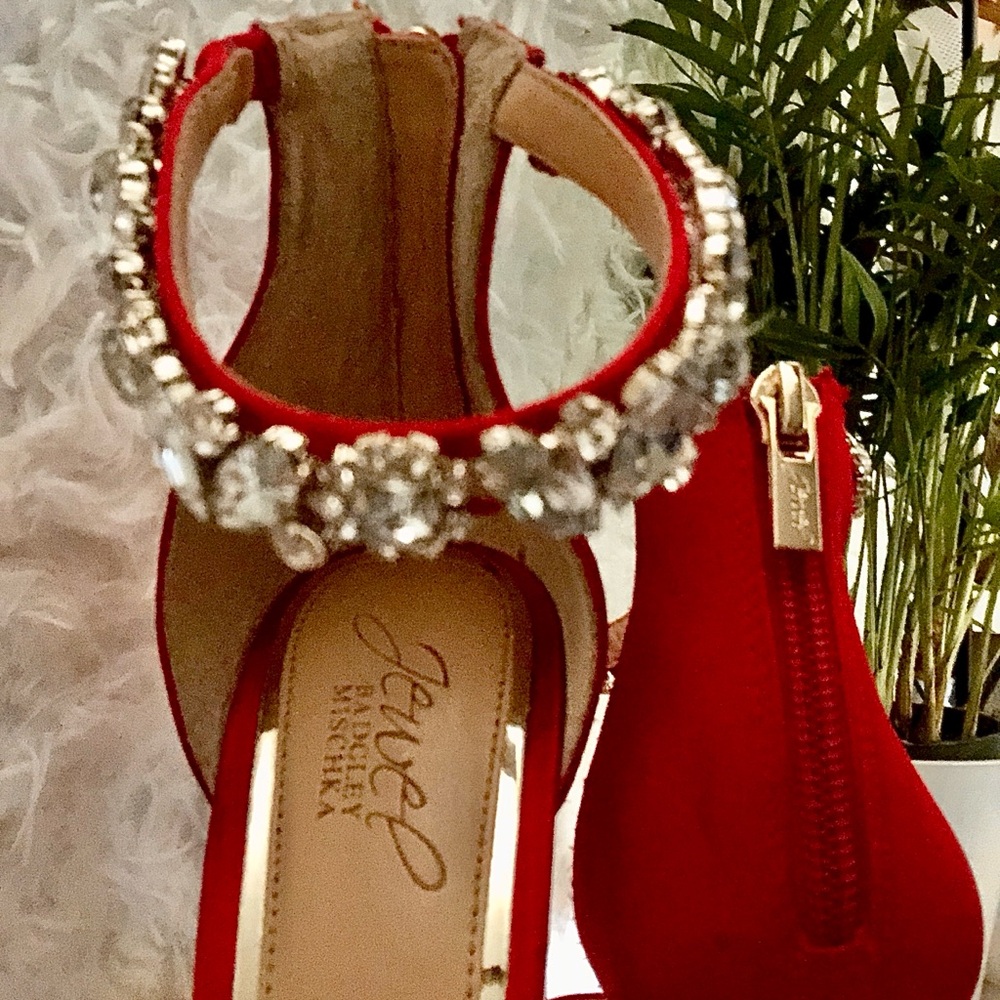 Jewel Badgley Mischka Red Crystal Heels